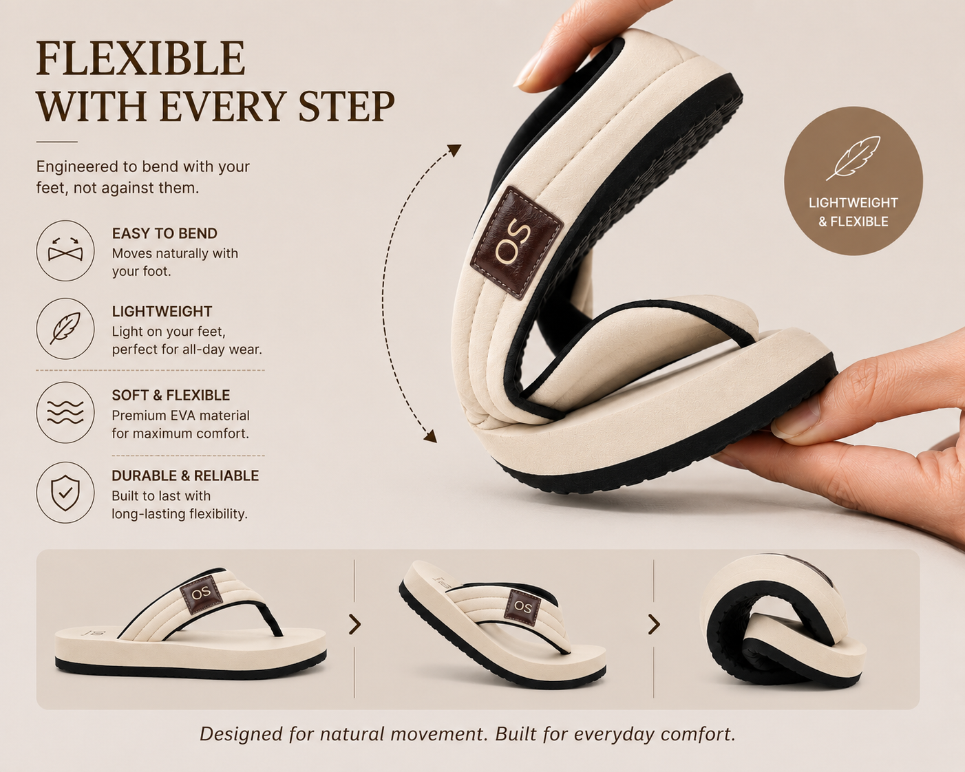 Comfort That Moves With You. Beige