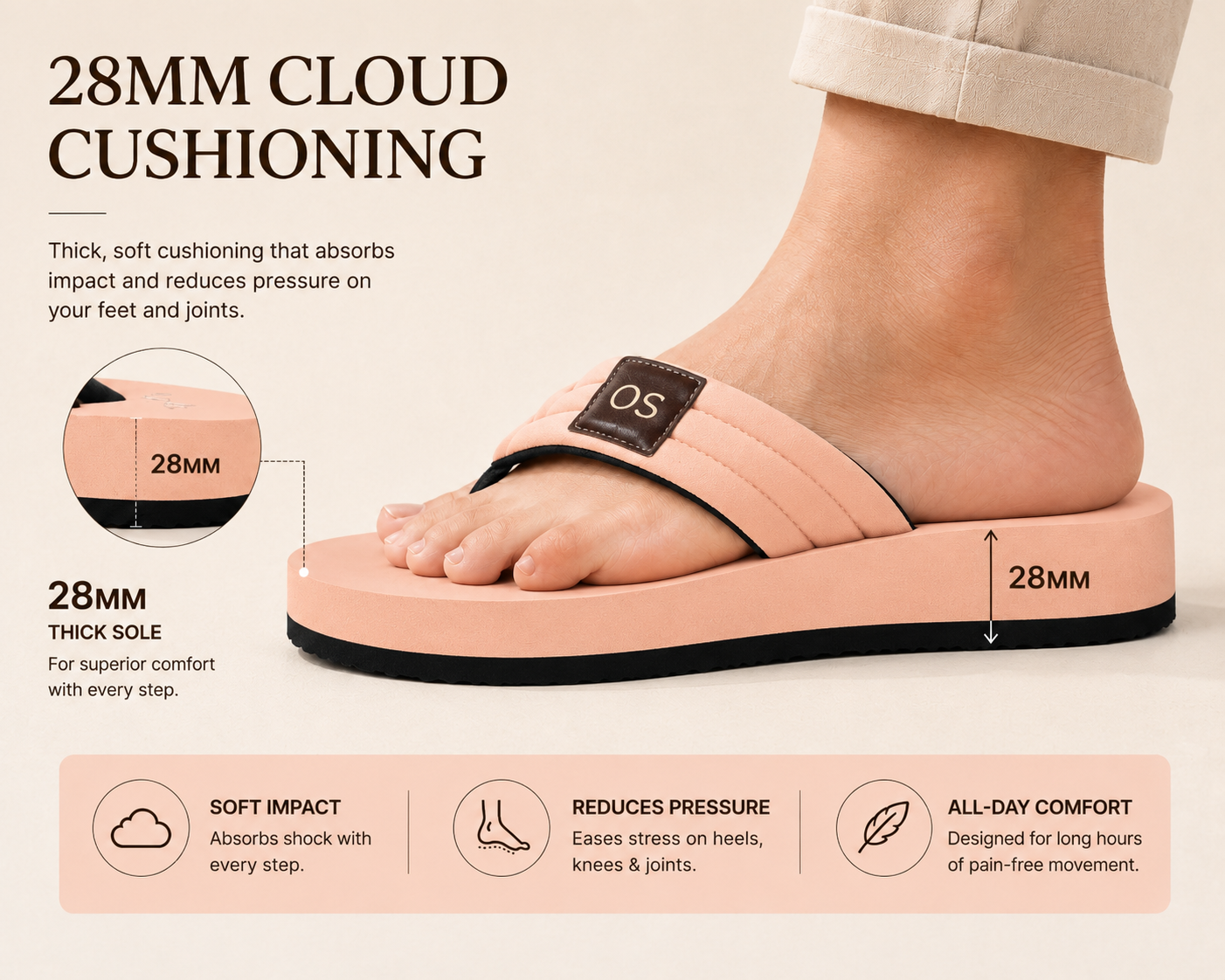 Comfort That Moves With You. Peach
